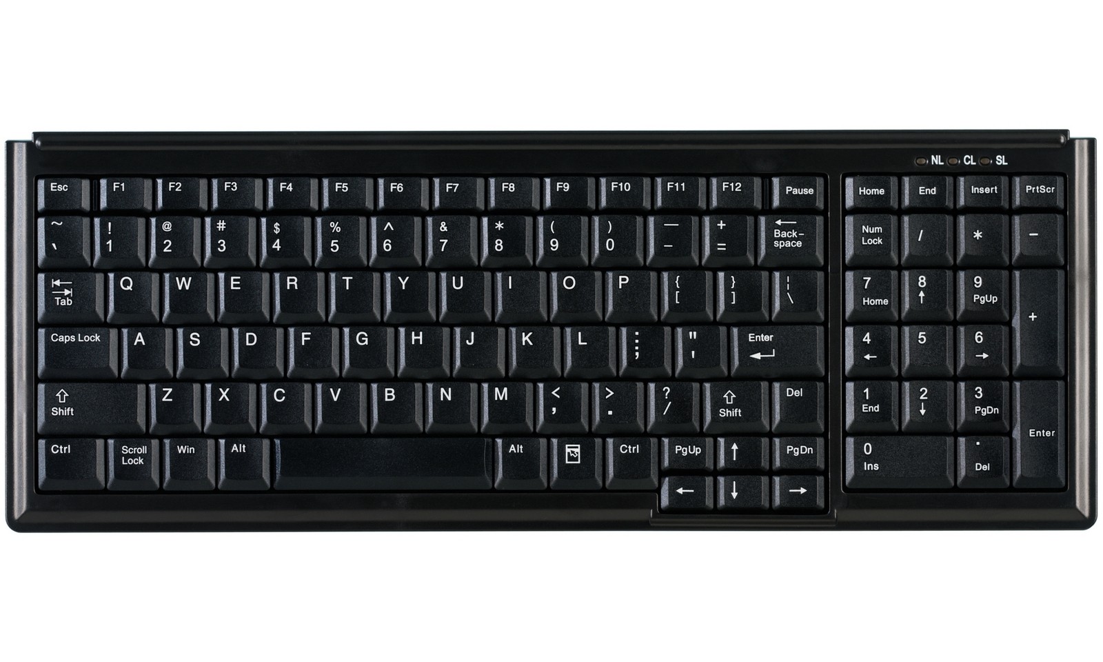 104 Key Notebook Style Keyboard with Numeric Pad, USB, black, German layout