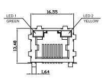 8 pol. SMD, abgewinkelt 90°, 30µ" Au