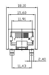 8 pol. SMD, abgewinkelt 90°, 6µ" Au