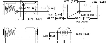 Batteriehalter für N-Zelle PCB