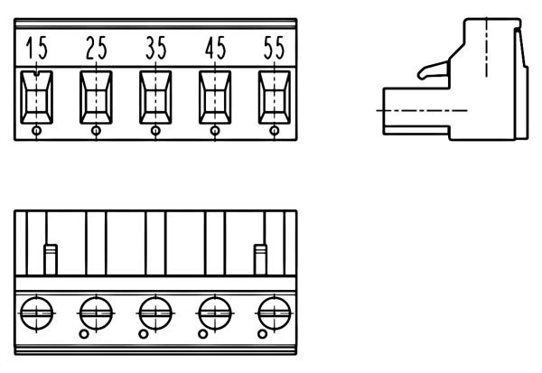 PC-Schraubklemme, anreihbar, 05 pol., RM 7.62mm 