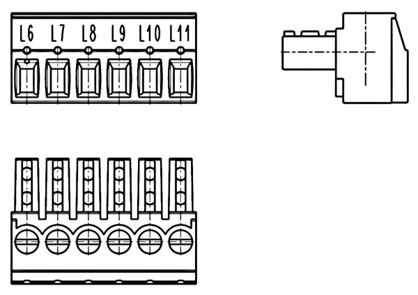 PC-Schraubklemme, anreihbar, 06 pol., RM 3.81mm