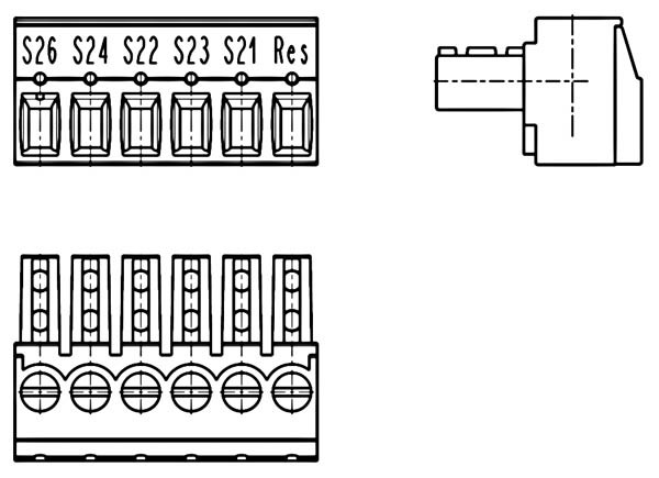 PC-Schraubklemme, anreihbar, 06 pol., RM 3.81mm