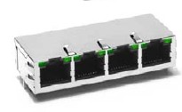 Through hole  1X1  RJ45 4-core w/LEDs 