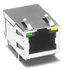 Trouh hole 1X1 Tab Up w/LEDs 10/100TX lead-free