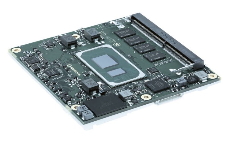 COMe with Core™i7-1185GRE, 4x1.8 GHz, 16GB memory down, DDR4 SO DIMM Socket, indu. temp.
