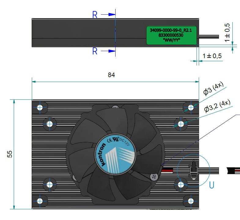 COM Express® mini Universal Active Cooler for Heatspreader Mounting