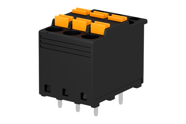 PC-Federklemme, gerade, 06 pol., RM 5.0mm 90°, double wire
