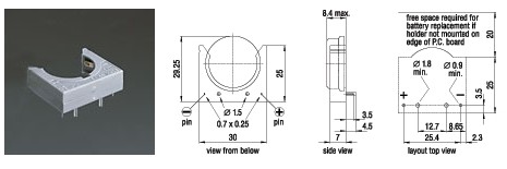 Batteriehalter für CR2477, horizontal