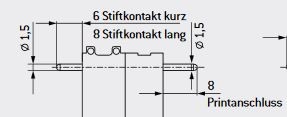 MAC Stiftkontakt ø 1.5 mm, lang, Print