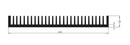 Strangkühlkörper, 130 mm, schwarz eloxiert
