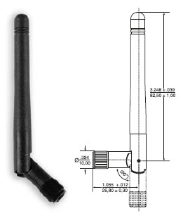 Antenna 2.4GHz, 2.0dBi, R-SMA, Black, 3.3"
