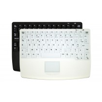 Sanitizable 83Key Touchpad Keyboard with Clean Function, Fully Sealed, USB, White, German layout