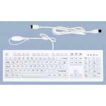 Hygiene Desktop Keyboard Fully Sealed Watertight USB White UK 0.4m Cable/Plug + 1.8m Cable CH-Layout