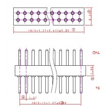 Stiftleiste, Raster 1.27 mm, zweireihig gerade