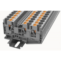 Push-in Din-Rail, 3Pol, AWG: 20 - 6, Width: 10.2 mm, Grau