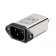 IEC 250VAC, 12A, <5uA, Faston, E-Line Choke, Snap-in Vertical